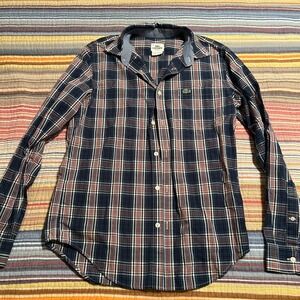 Lacoste Mens Plaid Button Down Long Sleeve Shirt Regular Fit, Size 38